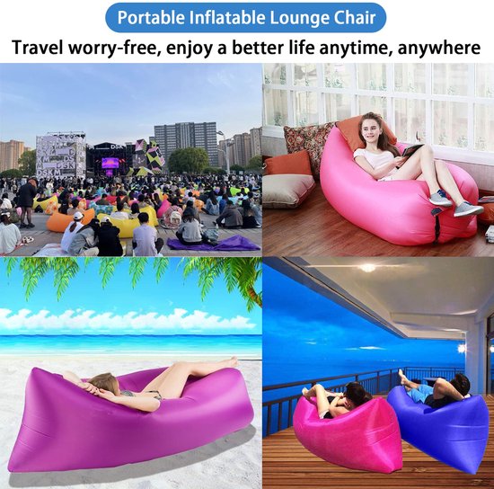 Opblaasbare luchtbank, luchtbank met draagtas, draagbaar, waterdicht, opblaasbare luchtligstoel, voor tuin, oever van het meer, strand, camping en muziekfestivals van Luxjoy — afbeelding 2