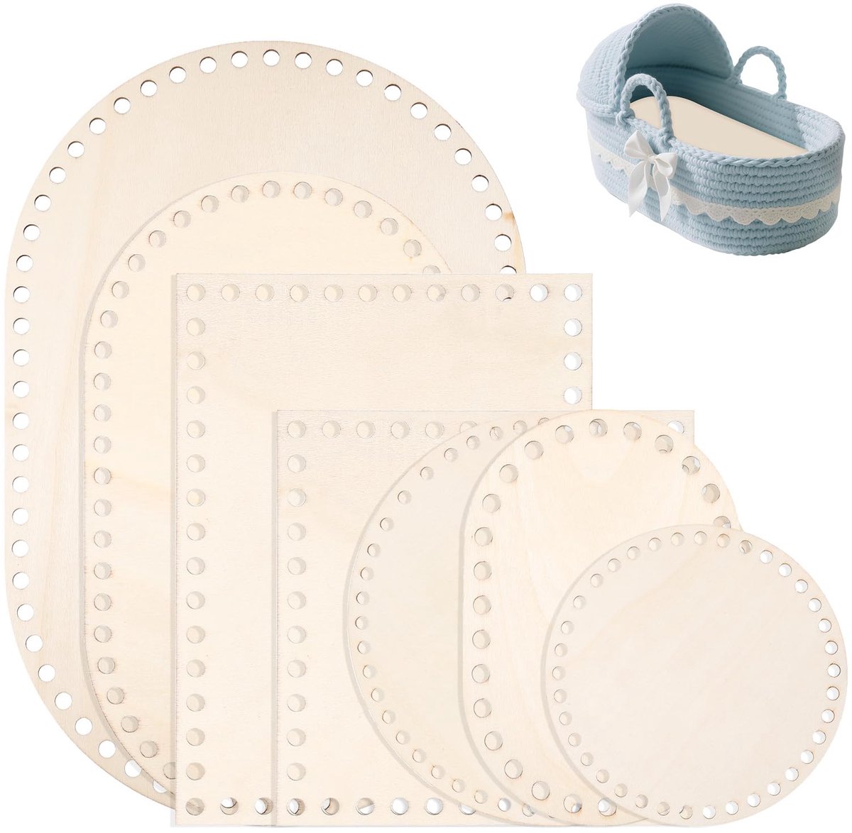 Korfbodem om te haken, houten vloer om te haken, mand, vlechten, houten vloer voor haakmand, crochet, doe-het-zelf vlechtwerk voor woondecoratie, natuurlijke houten mand, ovaal, rond