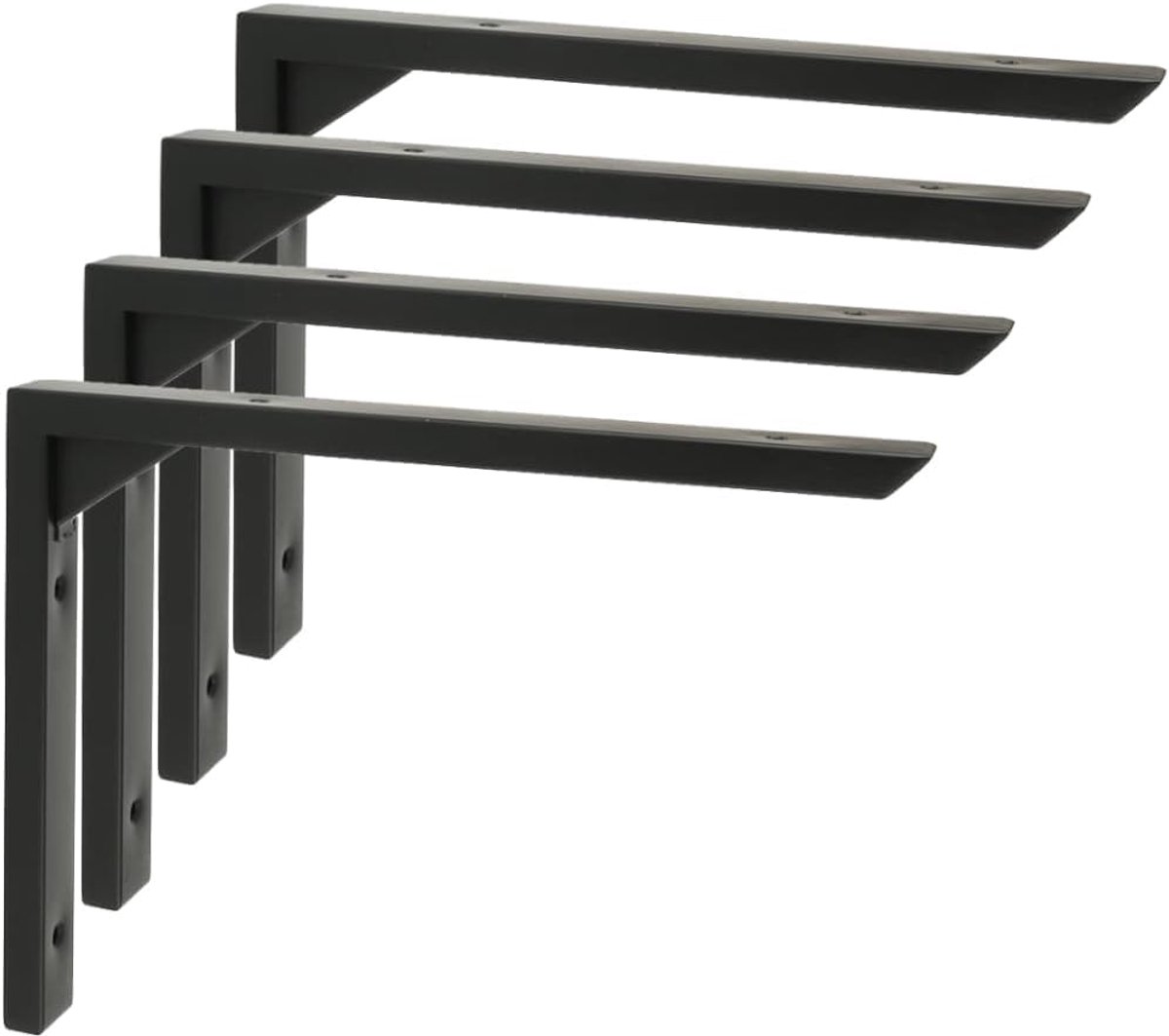 20 cm L-plankhouder, 4 stuks plankhoeken, 304 roestvrij stalen metalen hoeken, wandhouder, plankdrager met gebogen voor wandmontage, stabiel en duurzaam, zwart