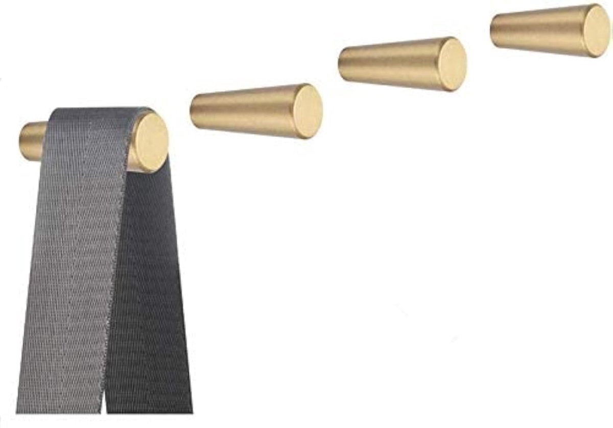 4 stuks gouden wandhaken, decoratieve messing kapstokhaken, handdoekhaken hoedenhangers wandmontage (conisch)
