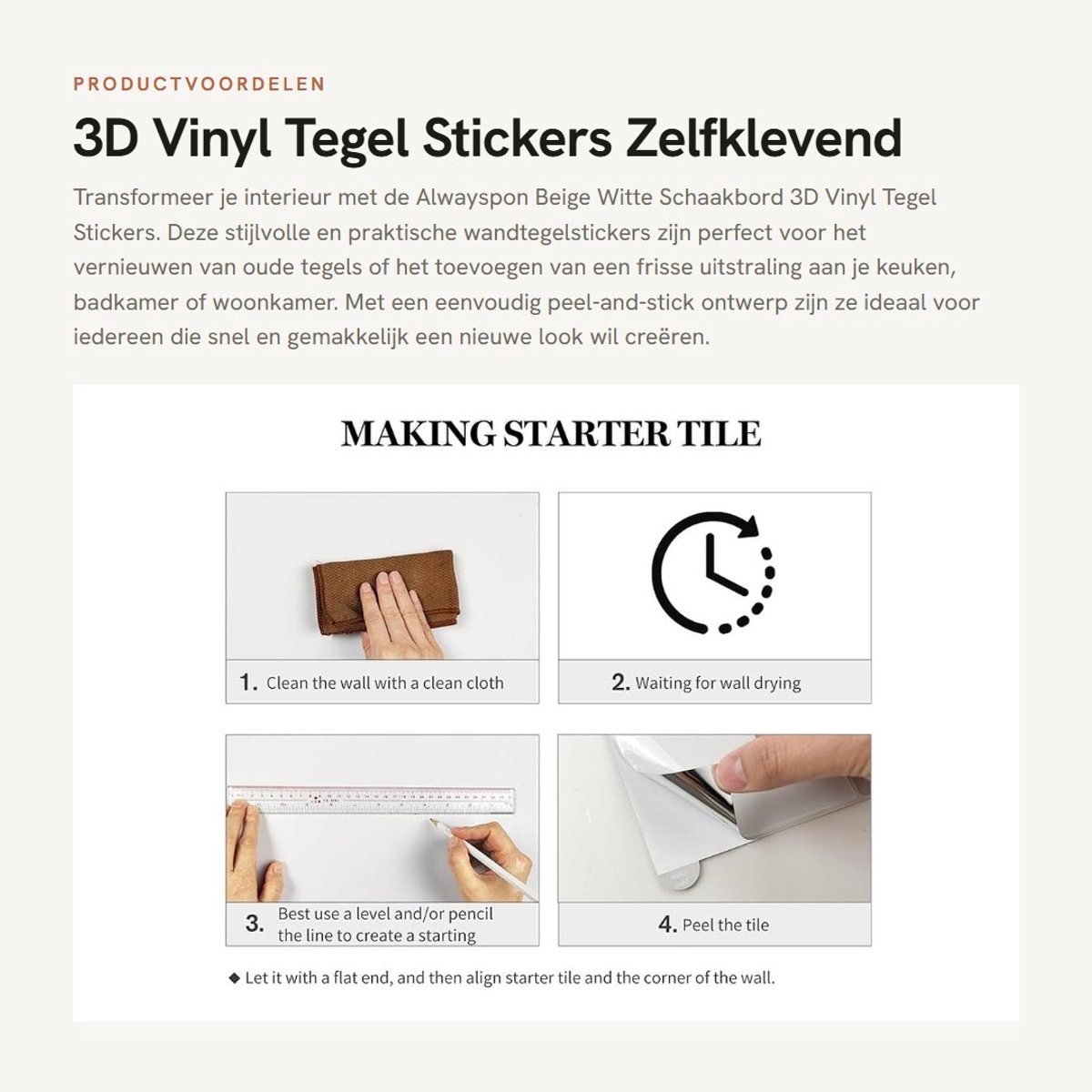 Dailygoods- Tegelstickers 3D Mosaïek - Zelfklevend - Waterdicht - Voor Keuken/Badkamer - Set van 10 Stuks - 22,86 x 22,86 cm - Muurstickers