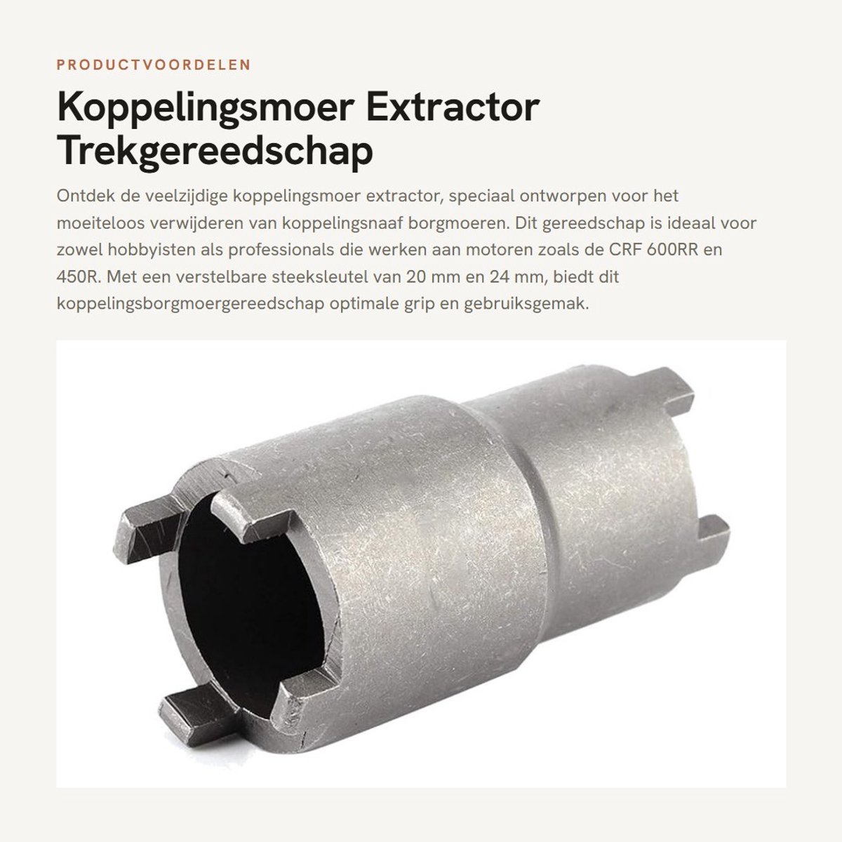 Dailygoods- Koppelingsmoer Extractor - Borgmoergereedschap - Steeksleutel 20 mm/24 mm - Trekgereedschap - Geschikt voor CRF 600RR/450R - Moer