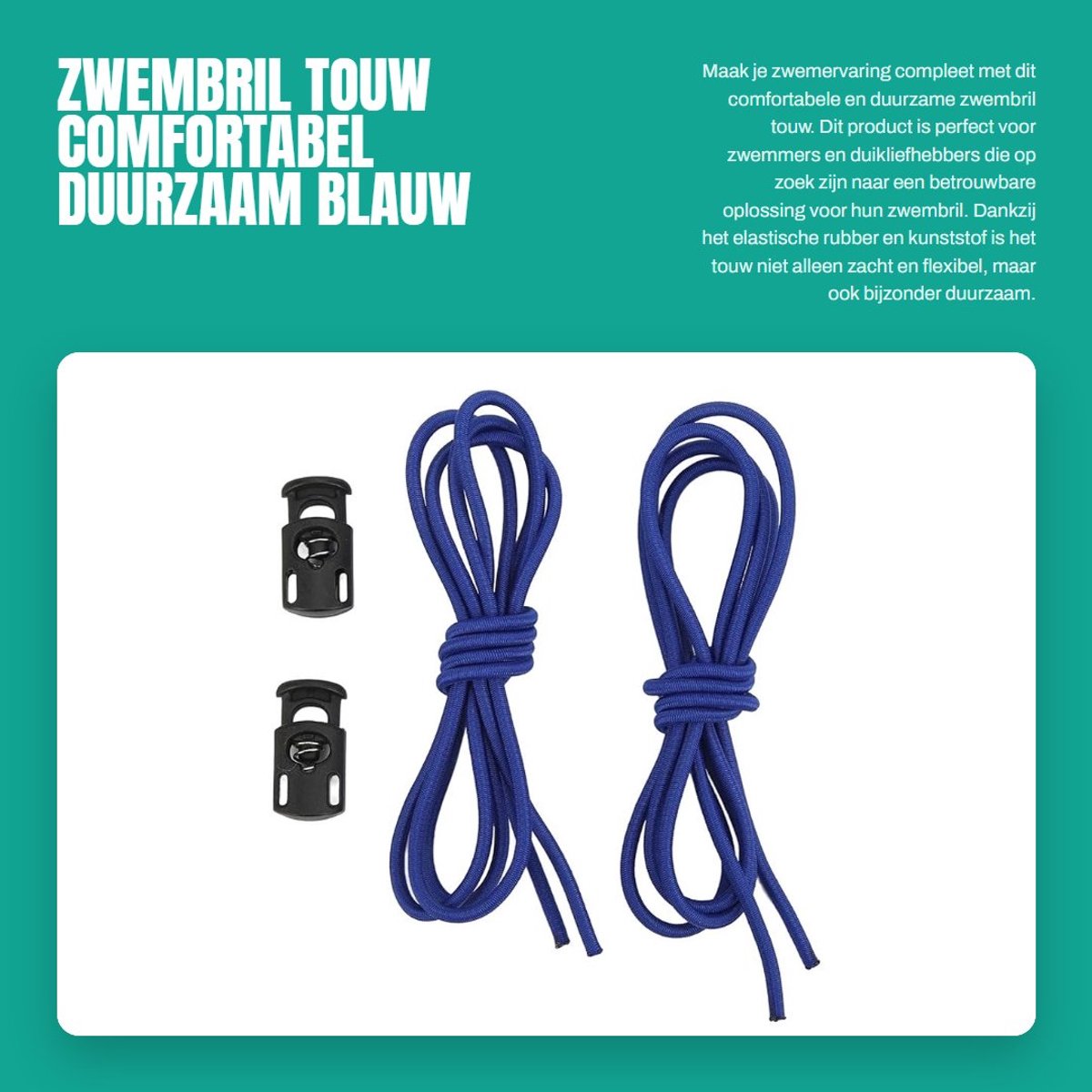 Dailygoods- Zwembril Touw Comfortabel - Duurzaam Elastisch - Flexibel - 2 Stuks - Accessoire voor Snorkelen - Lange Levensduur