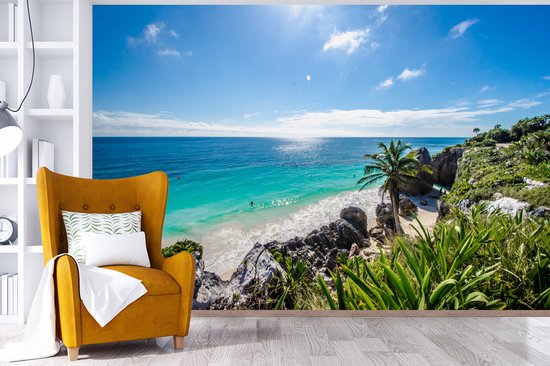 Behang - Fotobehang Strand - Natuur - Wolken - Breedte 600 cm x hoogte 400 cm