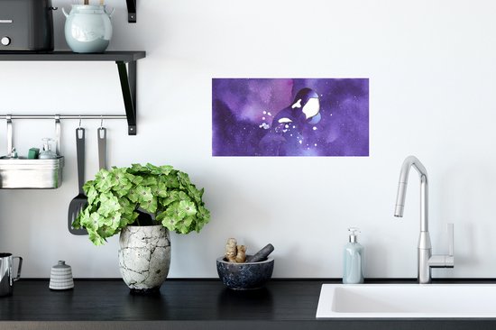 Muurstickers - Sticker Folie - Orka - Ruimte - Paars - 40x20 cm - Plakfolie - Muurstickers Kinderkamer - Zelfklevend Behang - Zelfklevend behangpapier - Stickerfolie