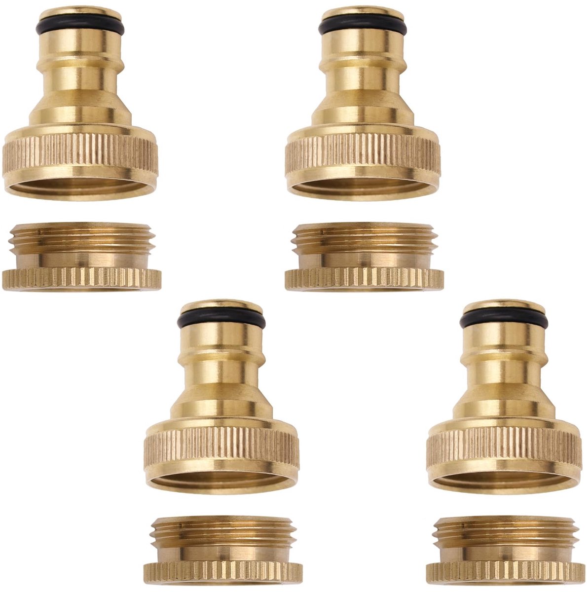 4 stuks messing slangaansluiting 1/2 inch en 3/4 inch 2-in-1 kraanadapter, tuinslangaansluiting slangverbinder voor huis tuin slangonderdelen stekkers en tuinspuitpistolen