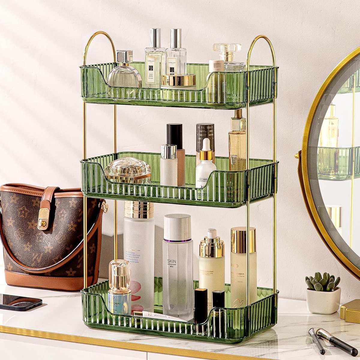 Make-up Organizer met 3 Lagen van Acryl voor Cosmetica, Lippenstift, Nagelverzorging en Parfum - Perfect voor Dresser en Keukenopslag
