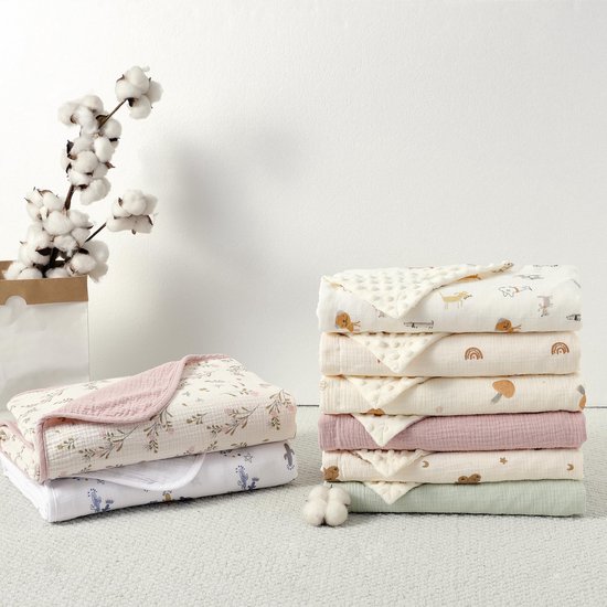 100% biologisch katoen, mousseline babydeken voor pasgeborenen, onmisbaar voor babyshower, verjaardagscadeau, bloem, 100 x 100 cm — afbeelding 2