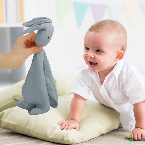 Dailygoods - Dailygoody - Knuffeldoek Konijn - Babycadeau - Veilig en Knuffelzacht - Grijs - Geboortecadeau - Kalmerend voor Baby's - Geschikt vanaf de geboorte van Dailygoods — afbeelding 2