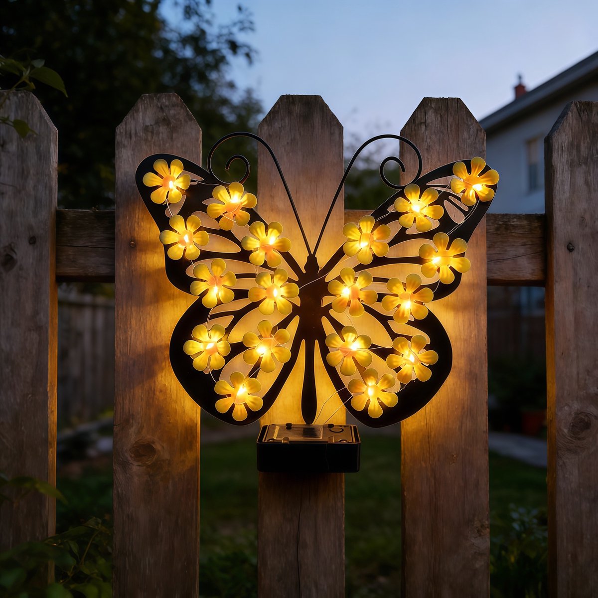 LISM-Decoratieve vlinderwandlamp op zonne-energie, metalen vlinderwanddecoratie, waterdich
