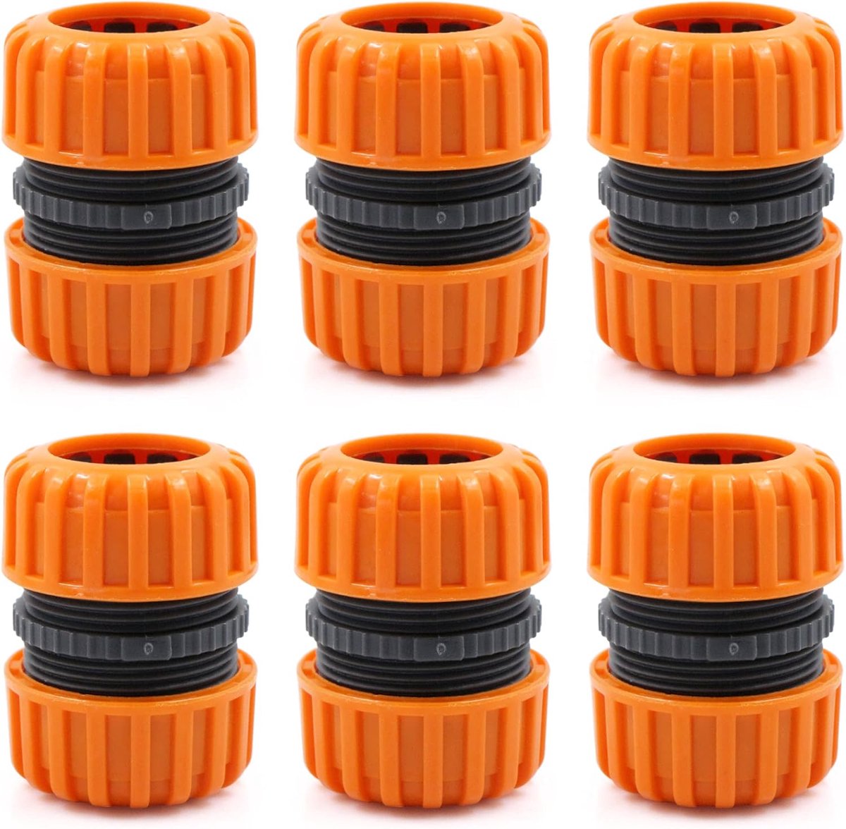 Reparatieset voor Tuinslang, Connector, Slangkoppeling, 6 Stuks Reparatieset voor Verbinden van 19 mm (3/4"), Eenvoudige en Snelle Aansluiting of Reparatieslang Zonder Gereedschap, Geel