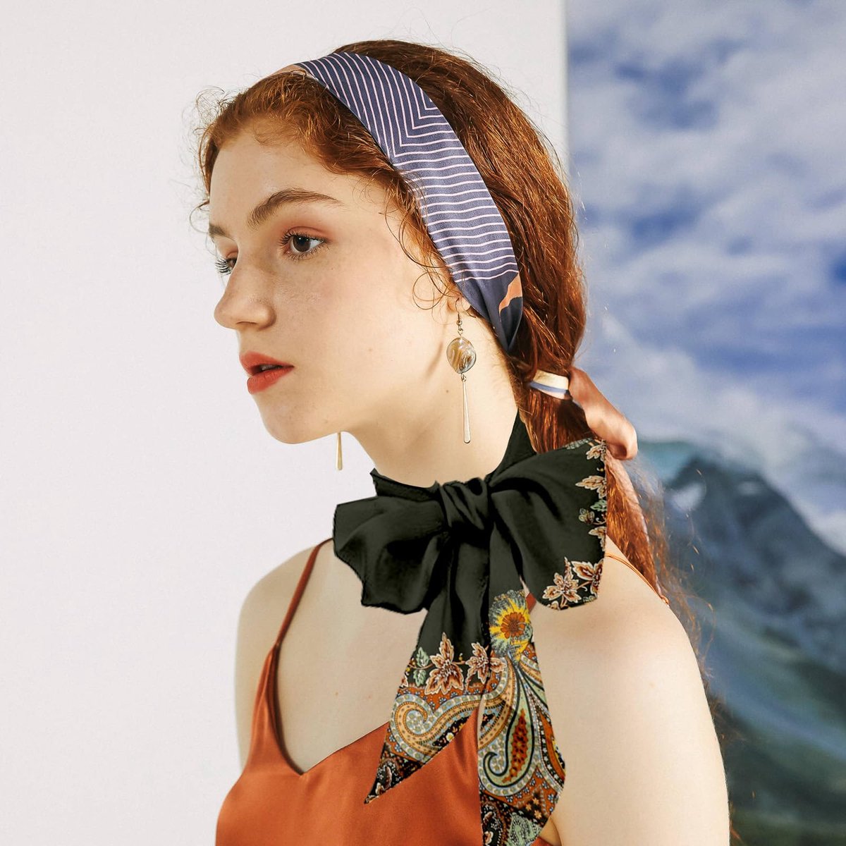 1 stuk 90x90cm zijden sjaal vierkante dames hoofddoek gemaakt van polyester, satijnen haarsjaal halsdoek sjaal voor halsdoek haaraccessoires bandana's, elegante vierkante sjaal