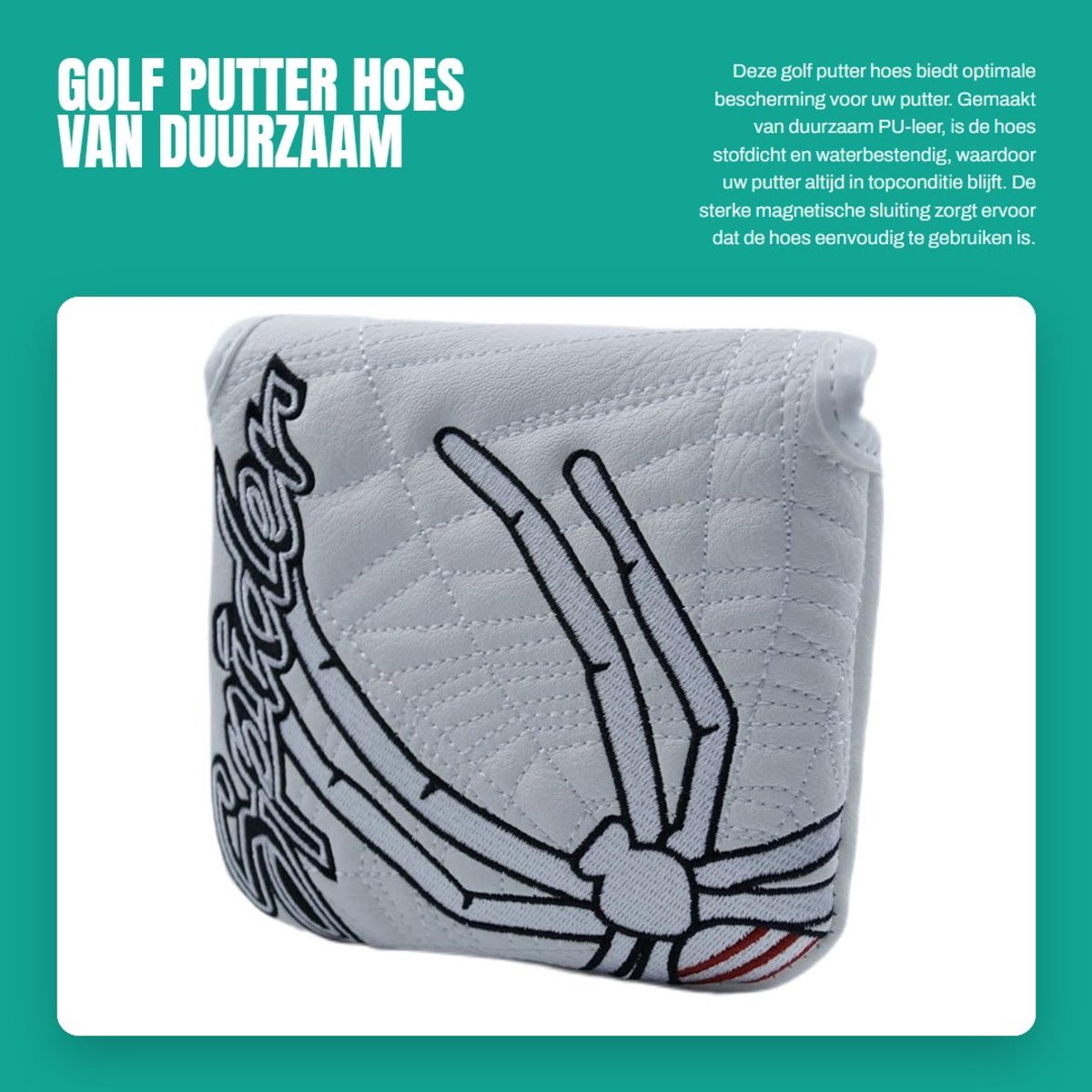 Dailygoods- Golf Putter Hoes Duurzaam PU-leer - Waterdicht - Stofdicht - Magnetische Sluiting - Geschikt voor Mallet Putters - Afmeting 10,2 x 10,2 x 1,3 cm - Putterhoes