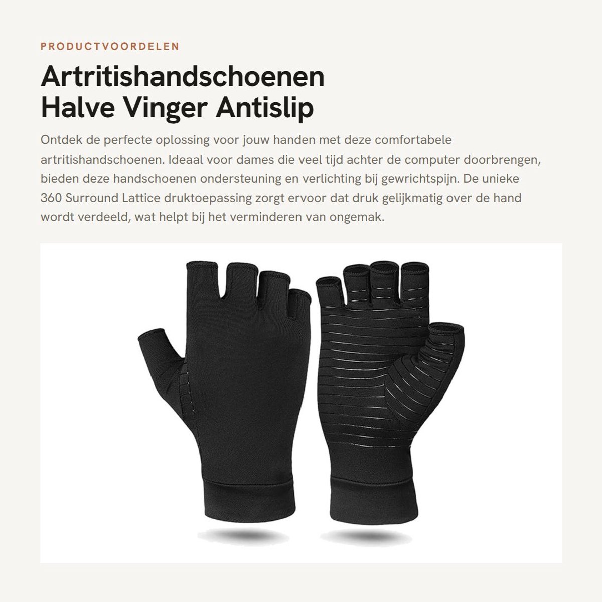 Dailygoods- Artritishandschoenen Halve Vinger - Antislip - Compressie - Ademend - Koper - Lichtgewicht en Elastisch - Compressiehandschoenen
