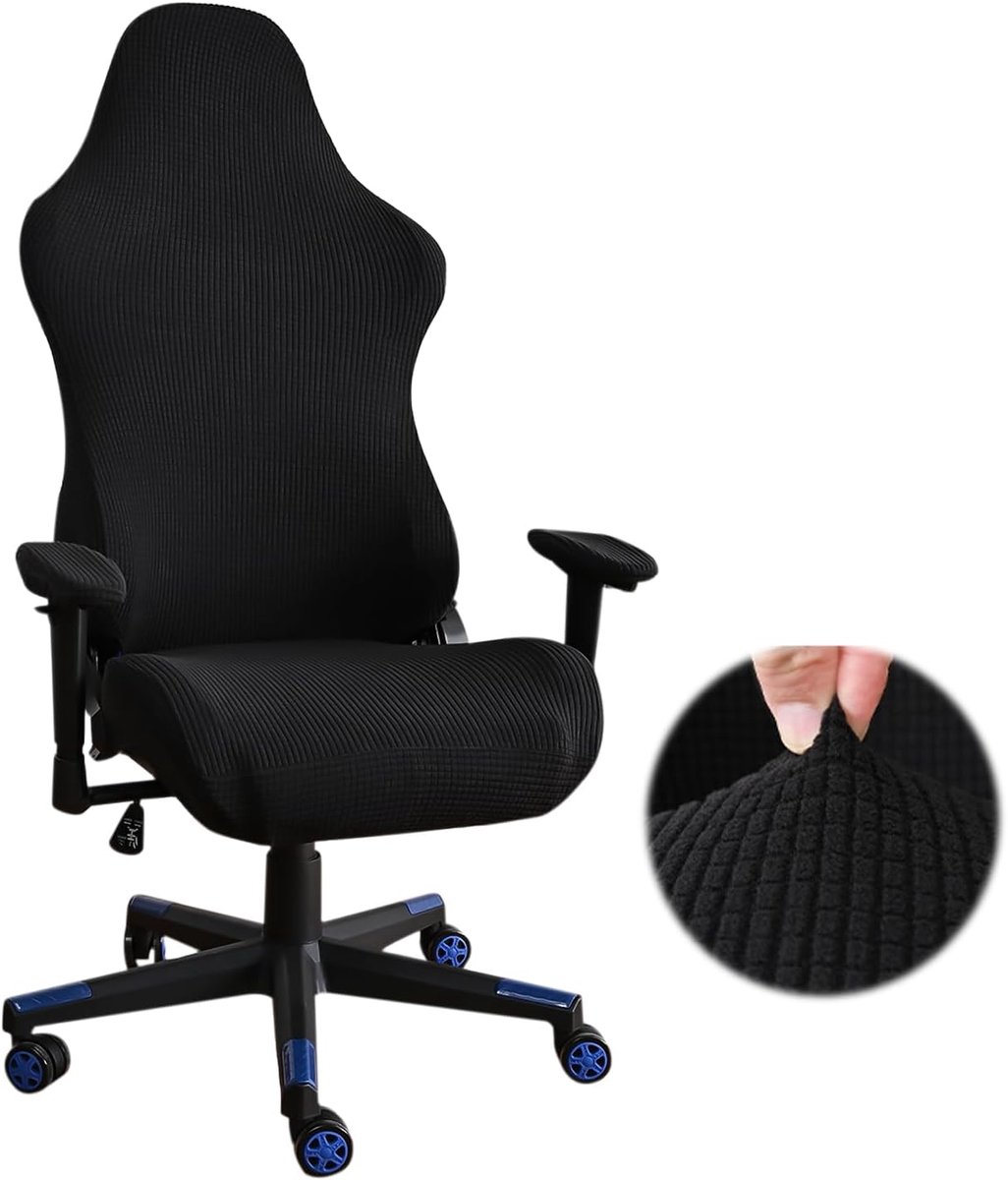 Gamingstoelhoes, Rekbare Stoelhoes voor Bureaustoel en Computer-Gamestoel, Zwart, Racing-Stijl