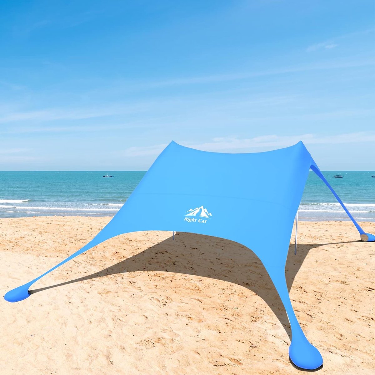 Night Cat Strandtent Lycra Schaduw Tent Strandcabine Zonnezeil Sun Shelter UV-bescherming UPF 50+ met Zandzak Anker voor Strand Picknick Vissen Kamperen