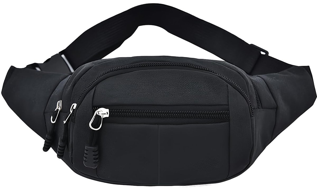 Dailygoods - Adorila Crossbody heuptasje voor heren en dames, sportieve heuptas met verstelbare riem, modieuze heuptas voor reizen, wandelen, fietsen, hardlopen (zwart), zwart, Zwart