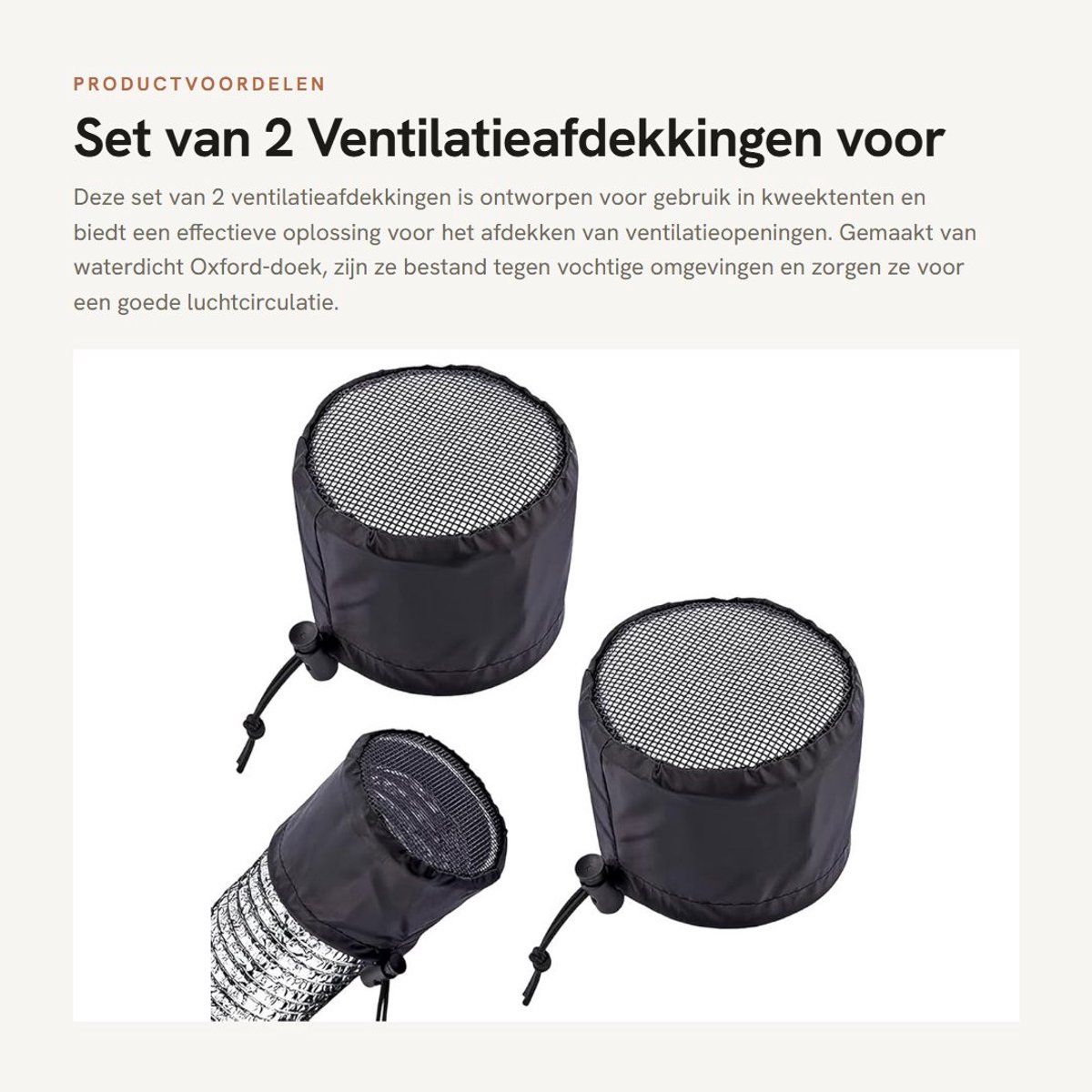 Dailygoods- Kanaalfilternet - 2 Stuks - Waterdicht Oxford-doek - Ventilatieafdekking - Kweektent - Geurloos Gaas - Eenvoudig te Reinigen - Ventilatiefilter