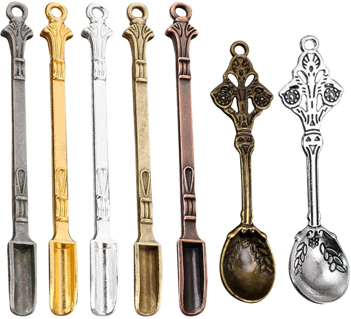 Dailygoods- Lepels 7 Stuks - Draagbare Mini Lepels - Huishoudelijke Servies - Geschikt Voor Zout/Kruiden/Thee - Duurzaam Metaal - Ongeveer 8,5 Cm - Theelepels