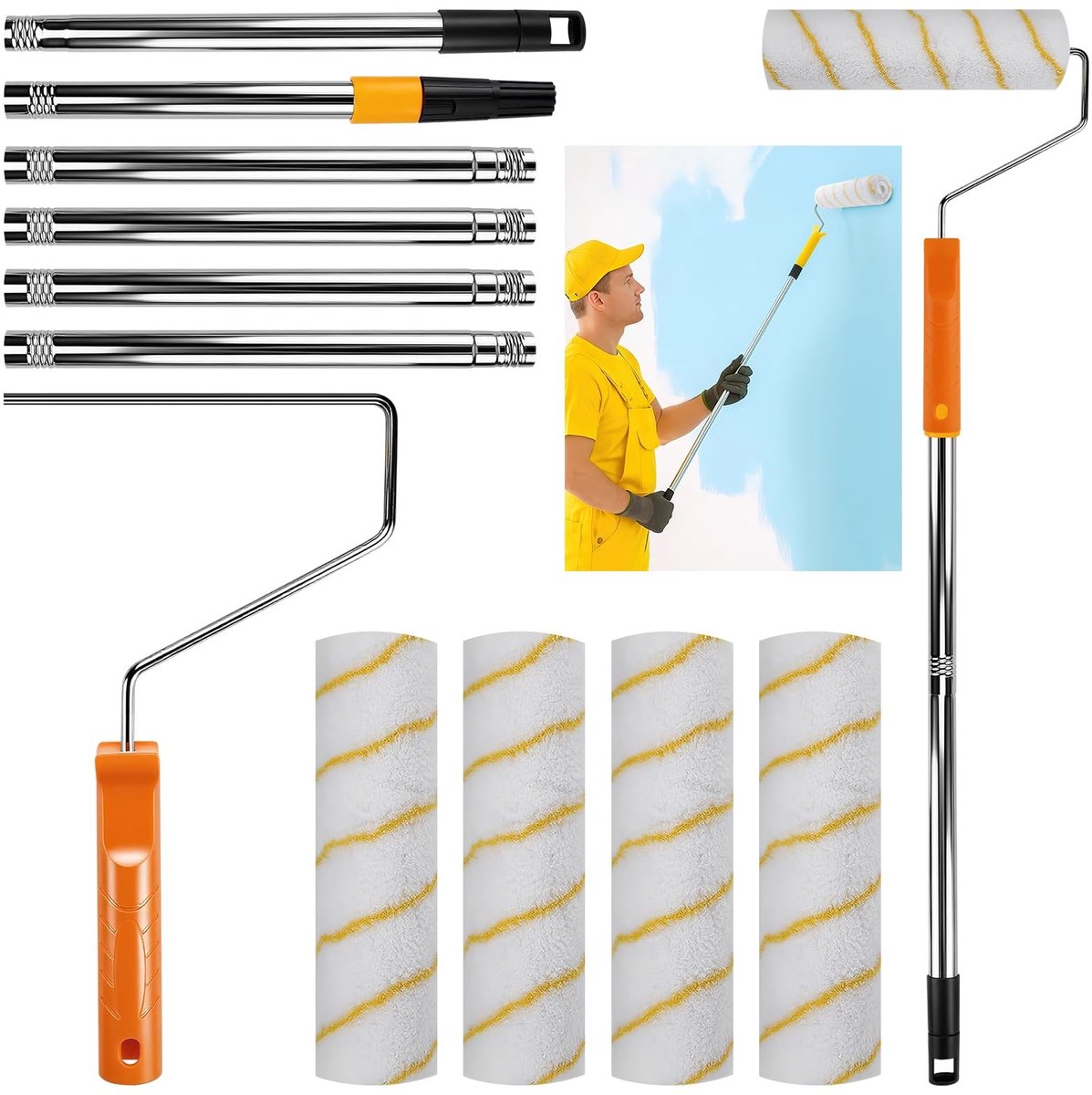 Dailygoods - Verfroller met Telescoopstang - Aluminiumlegering - 180 cm