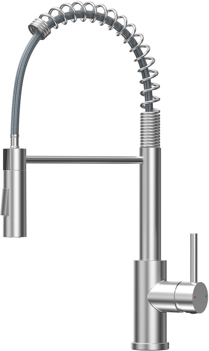 Dailygoods- Mengkraan Hoogwaardig Roestvrij Staal - Keukenkraan met Neerklapbare Sproeikop - 360° Draaiing - Twee Watermodi - Duurzaam en Veilig Water