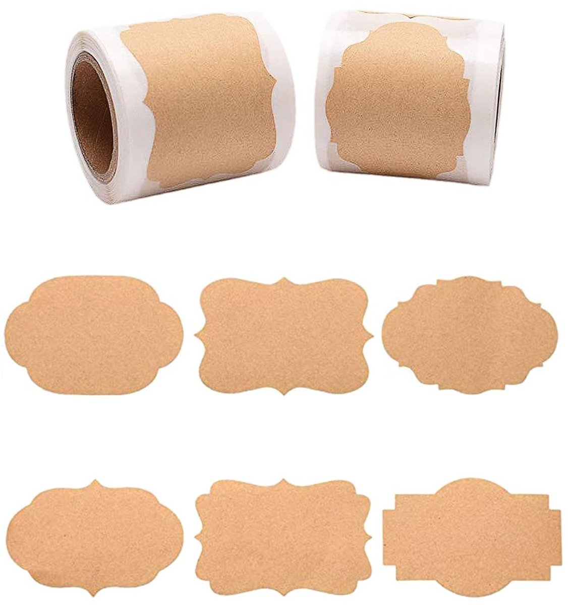 Dailygoods- Stickers Zelfklevend - Kraftpapier Decoratieve Stickers - 2 Rollen - Geschikt Voor Jampotten/Enveloppen/Geschenkzakken - 3x5Cm - Eenvoudig Te Plakken - Label