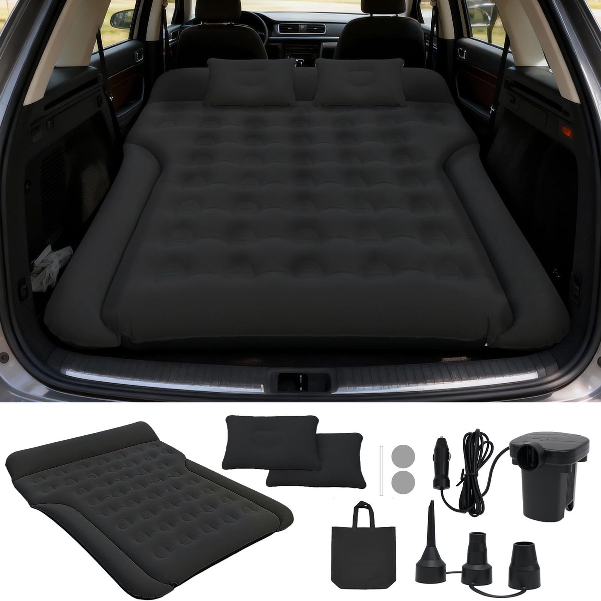 Dailygoods- Automatras 180x144x25cm - Opblaasbaar - Lichtgewicht 3,2kg - Geschikt voor SUV's - Comfortabel - Duurzaam materiaal - Luchtmatras
