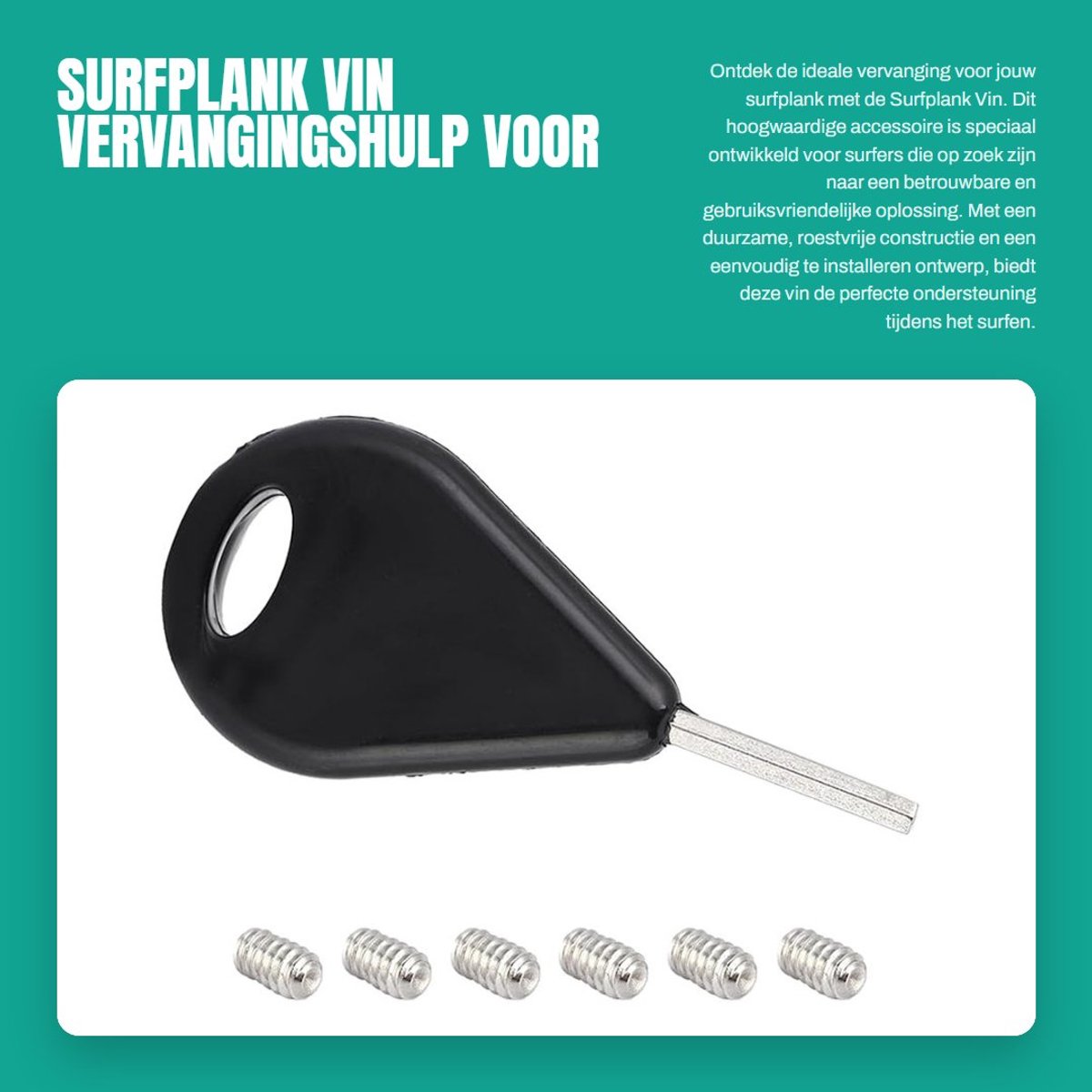Dailygoods- Surfplank Vin Vervanging - Accessoire voor Surfen - Inclusief 6 Vin Eten Schroeven - Roestbestendig - Duurzaam - Eenvoudig in Gebruik - Surfboard Tool