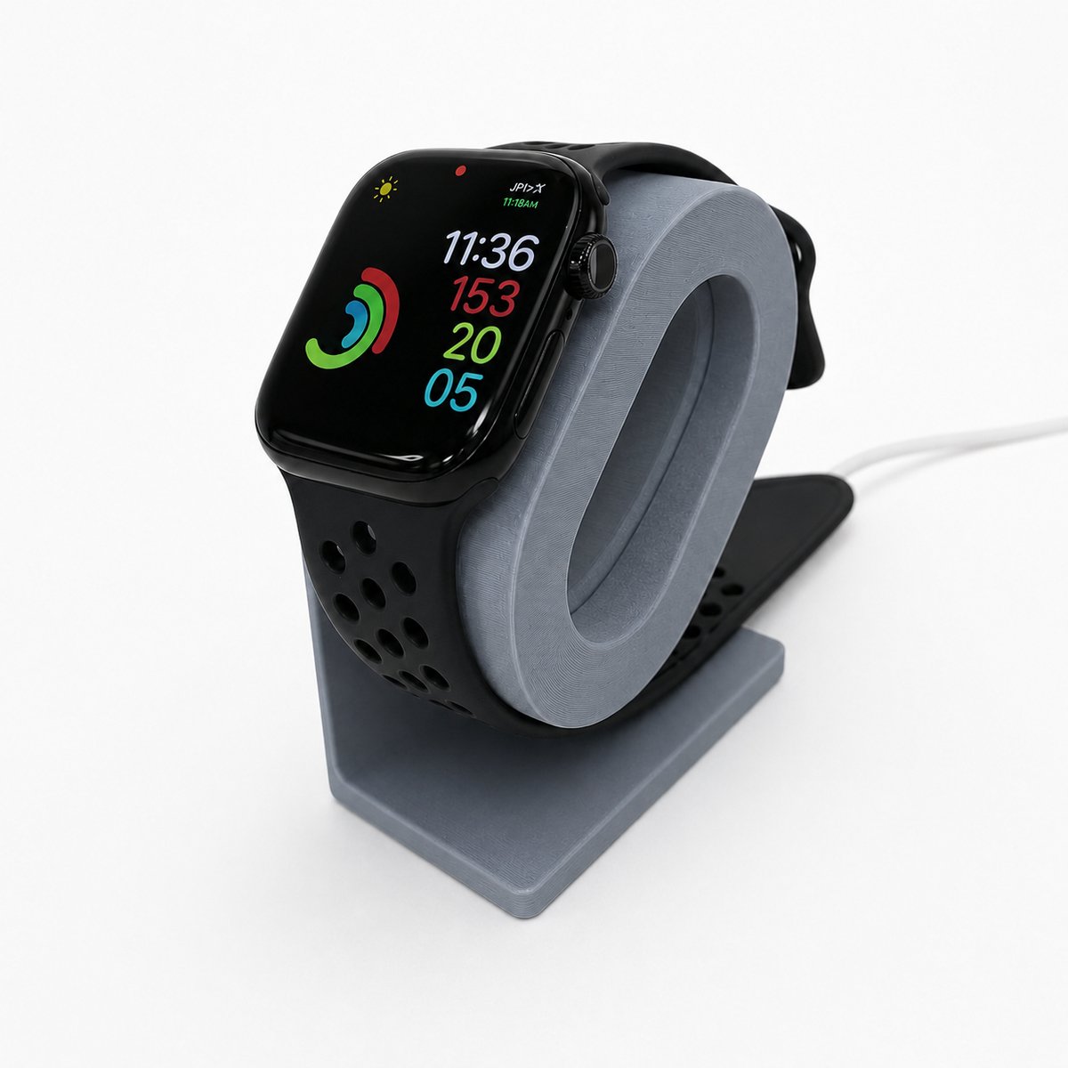 Skushy Apple Watch Oplaadstandaard Basic Design - Apple Watch Houder - Laadstation - Nachtkastje Dock - Bureau Dock - Oplaadhouder - Kabel Organizer - Magnetische Oplader Houder - Smartwatch Stand - Grijs