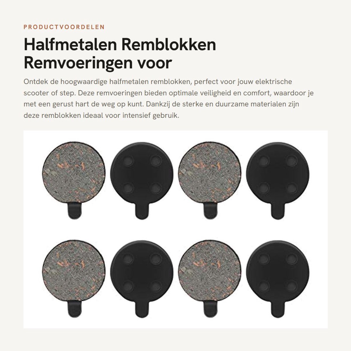 Dailygoods - Halfmetalen Remblokken - Remvoeringen voor Elektrische Scooter - Hoge kwaliteit - Slijtvast en duurzaam - Geschikt voor steps - 4 Paar
