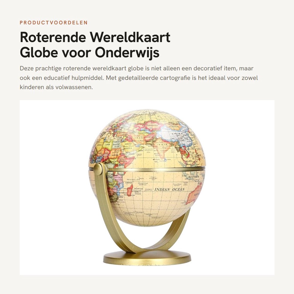 Dailygoods- Wereldbol Roterend - Wereldbol met Verlichting - Wereldbol voor Onderwijs - Wereldbol Decoratie - Wereldbol Kinderen - Duurzaam Materiaal - Wereldkaart