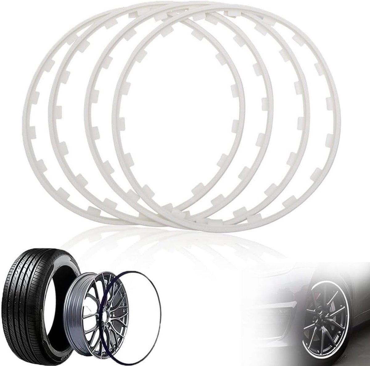 Velgbeschermers Set - Wielnaaf Covers - Voertuig Beschermen - Krasbestendig Materiaal - 4 Stuks - Wit