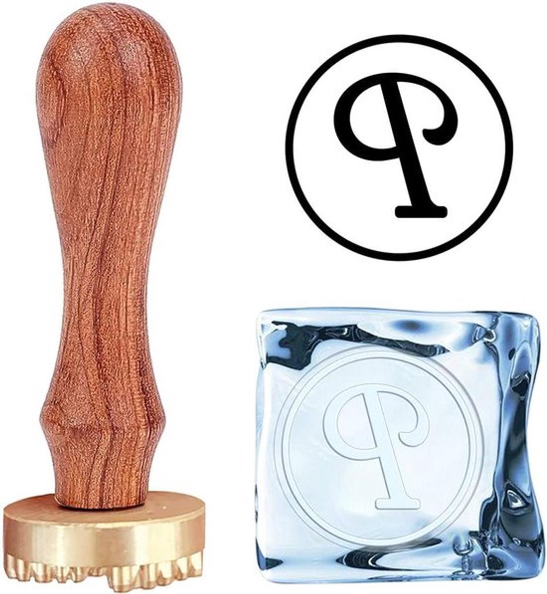 - Ijsstempel Letter P - Vintage - Met Verwijderbare Messing Hoofd & Hout Handvat - Ijsblokjes - Ijs Branding - Cocktail Whisky Mojito - Drankjes Bar - DIY Crafting