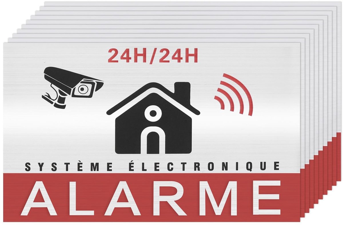 Dailygoods - 24-uurs Elektronische Monitoring Sticker - Veiligheid - 8,5x5,5 cm - Waarschuwing - Binnen en Buiten Gebruik - 10 Stuks