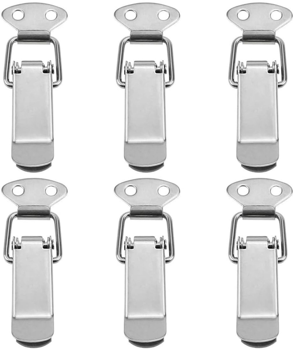 Dailygoods- Vangklem 6 Stuks - Veerbelaste Clips - Roestvrij Stalen Tuimelvergrendeling - Gereedschapskist/Doos - Eend Gefactureerde Gespen - Hoge Kwaliteit 304 Roestvrij Staal - Vergrendeling