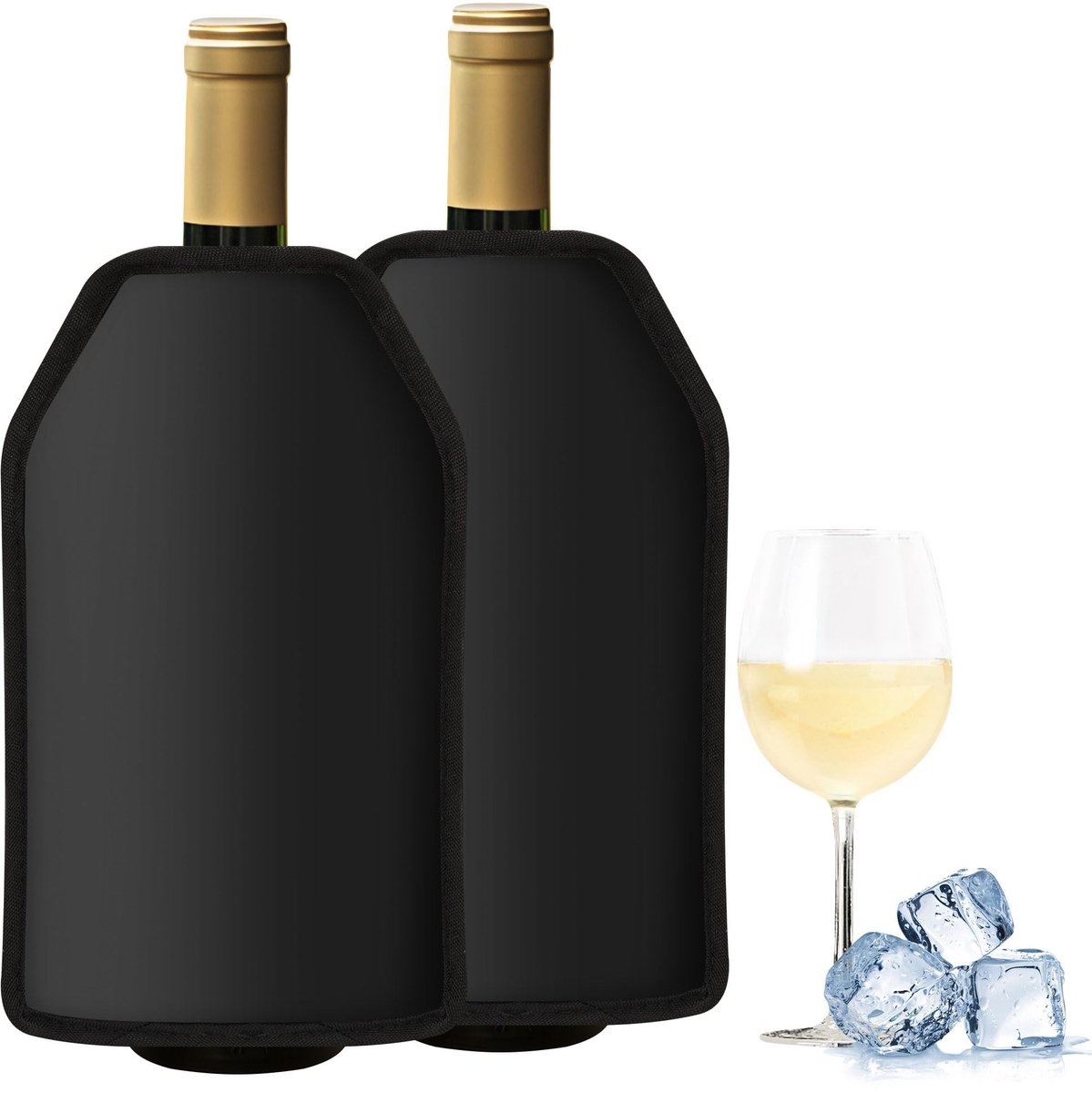 Dailygoods- Wijnkoeler herbruikbaar - Uittrekbare koelhuls tot 6,5 cm - Geïsoleerde koeltas - Ideaal voor champagne/bier - Set van 2 - Lichtgewicht ontwerp - Fleskoeler