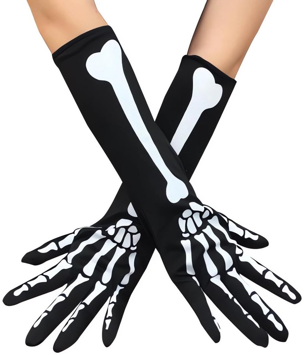 Dailygoods- Handschoenen Skeletten - Rekbare Halloween Handschoenen - Cosplay/Verkleedfeest - Voor Heren/Dames/Tieners - Hoge Elastische Acryl - Bescherming Tegen Kou - Kostuumhandschoenen