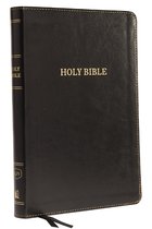 Zwarte Holy Bible met gouden letters en stiksels.