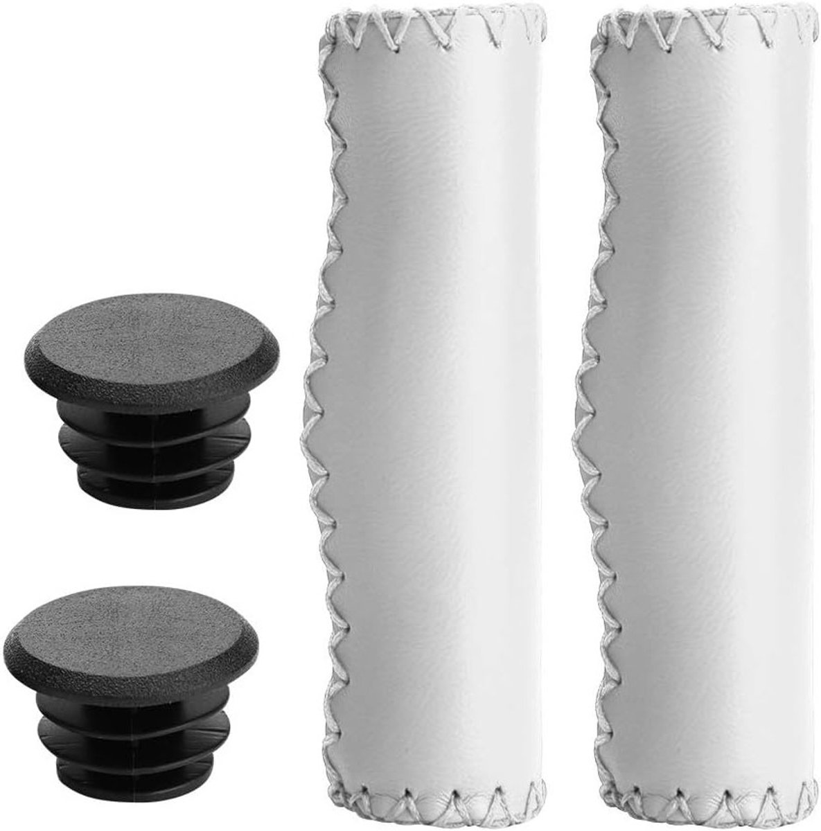 Handvatten voor Fietssturen, Handgestikte PU Grips, Comfortabele Fietsaccessoires met Plug voor Verbeterde Grip