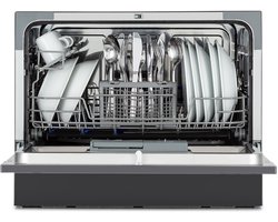 Klarstein Vaatwasser mini- voor 6 couverts, stille kleine vaatwasser met 6 wasprogramma's, kleine tafelmodel vaatwasser voor thuis, kantoor, camping, mini-vaatwasser met wateraansluiting - Tafelvaatwasser - 6 Maatgedekken 49 dB 45 cm 1380W