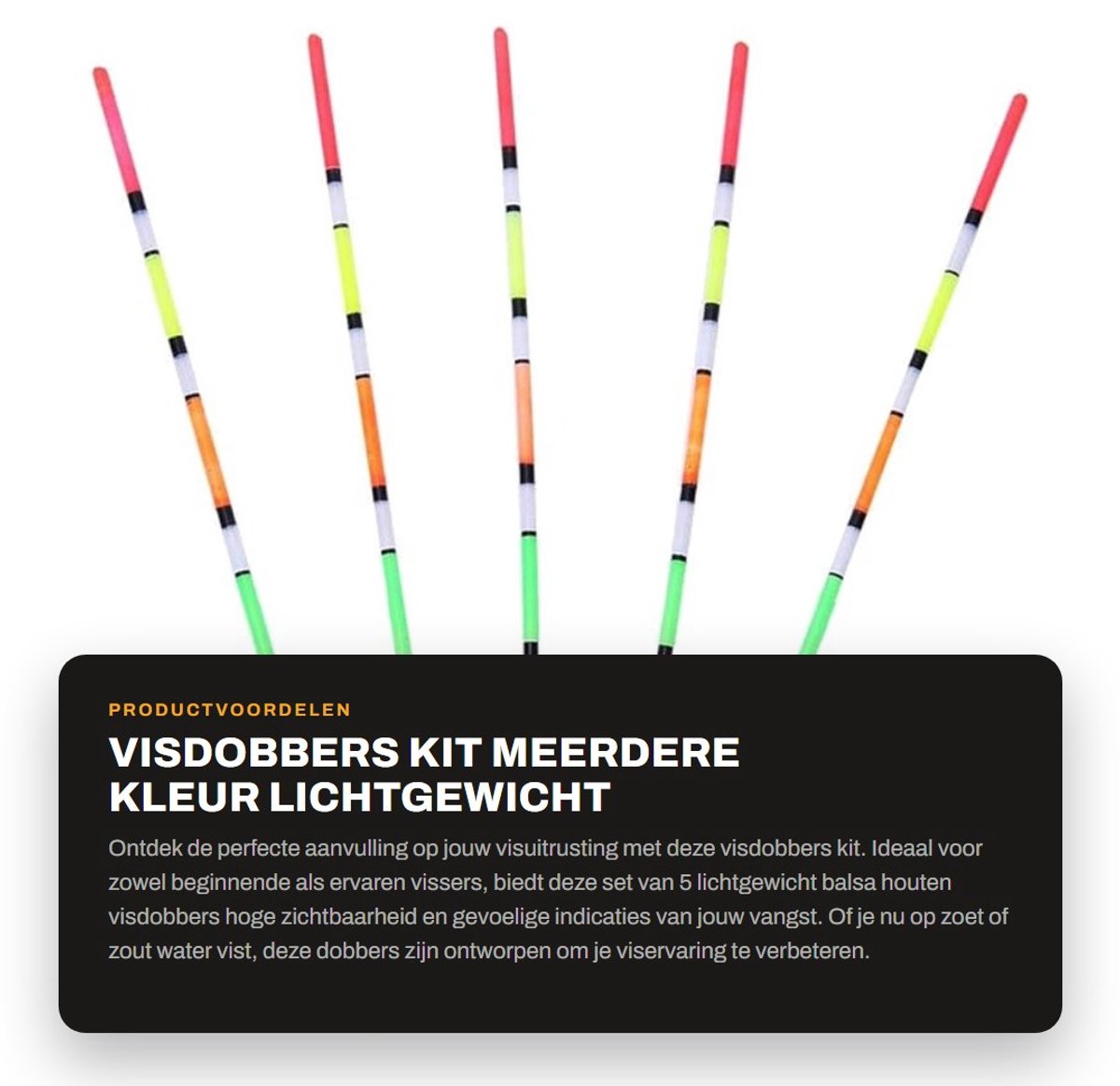 Solidchoice- Visdobbers Kit 5 Stuks - Lichtgewicht Balsa Hout - Hoge Zichtbaarheid - Vissen Bobber - Visbeet Indicator - Professionele Vissen Apparatuur