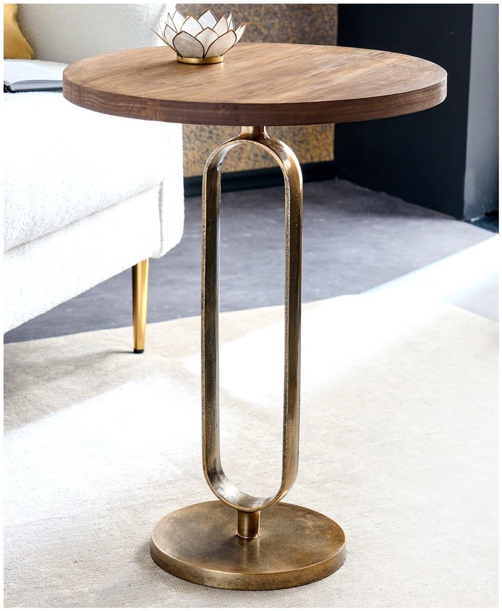 Solidchoice- Salontafel Antieke Look - Bijzettafel Goud Messing - Barokstijl - Hoogte 60 cm - Diepte 45 cm - Uniek Handwerk