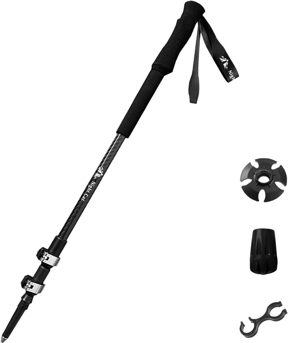 Night Cat Telescopische Lichte Wandelstokken: 0.18kg 63-135cm Stabiele Koolstofvezel Trekkingstokken met Ergonomische Handgrepen 1 Verpakking