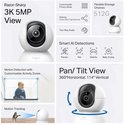 Tapo C230 beveiligingscamera met 3K 5MP weergave, Pan/Tilt, AI-detecties voor personen, huisdieren en voertuigen. Opslag tot 512G.