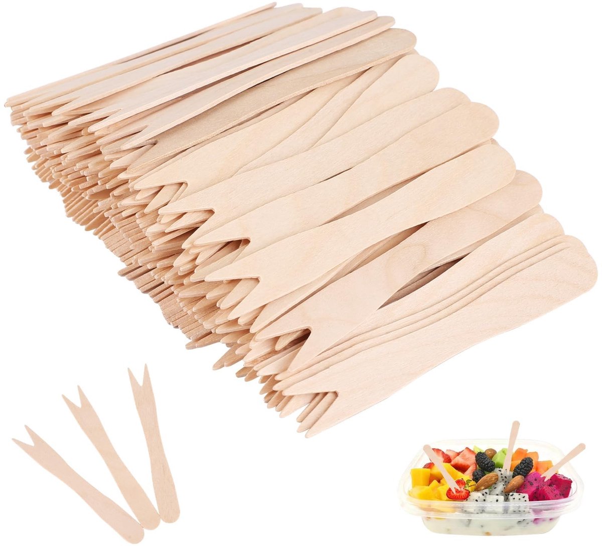 Dailygoods- Frietvorken 600 Stuks - Houten Vorken - Biologisch Afbreekbaar - Berk - Ideaal voor Feestjes - Krasbestendig - 8,5 cm