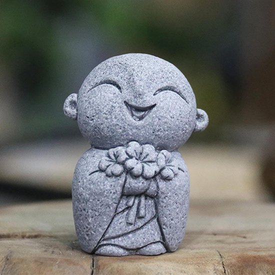 Boeddha Beeldje - Monnik Ornament - Zen Decoratie - Handgesneden Zandsteen - 7x5x7 cm - Niet gespecificeerd van Boeddha Beeldje — afbeelding 4