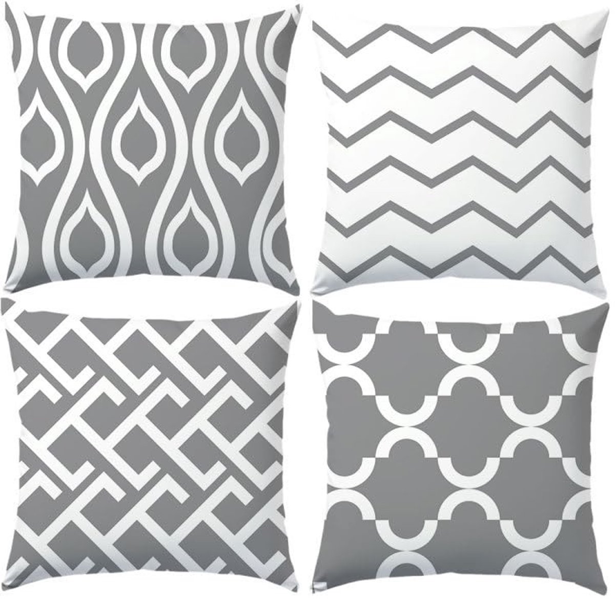 Dailygoods- Kussenhoezen 45 x 45 cm - Set van 4 - Fluwelen Kussenslopen - Moderne Geometrische Patronen - Ademend en Duurzaam - Verborgen Ritsontwerp - Kussensloop