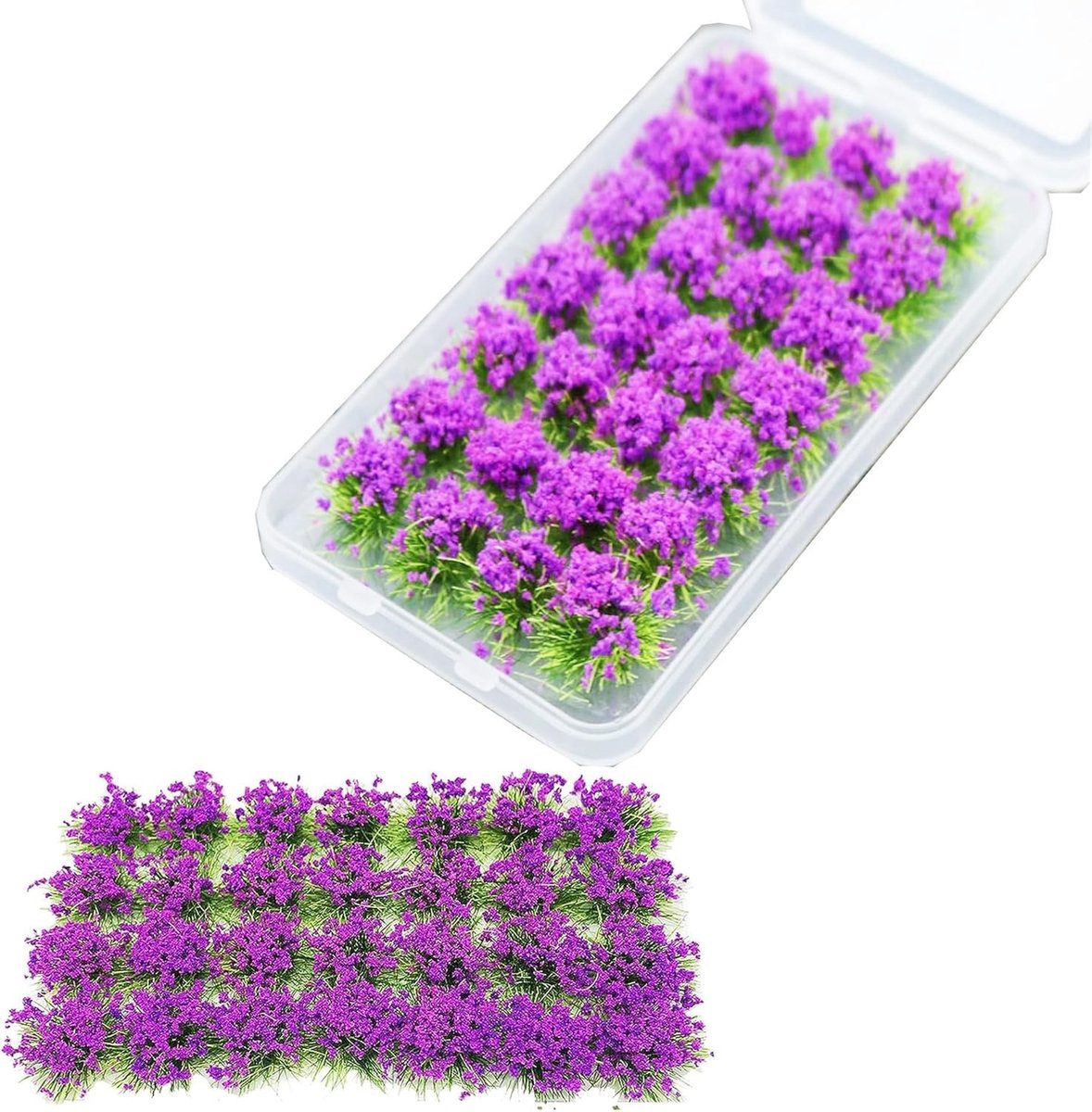 28 Stuks Bloemcluster Model Vegetatie Groepen Gras Tufts Set, Paarse Miniatuur Static Landschapsmodel voor DIY Architectuur en Tuinlandschap