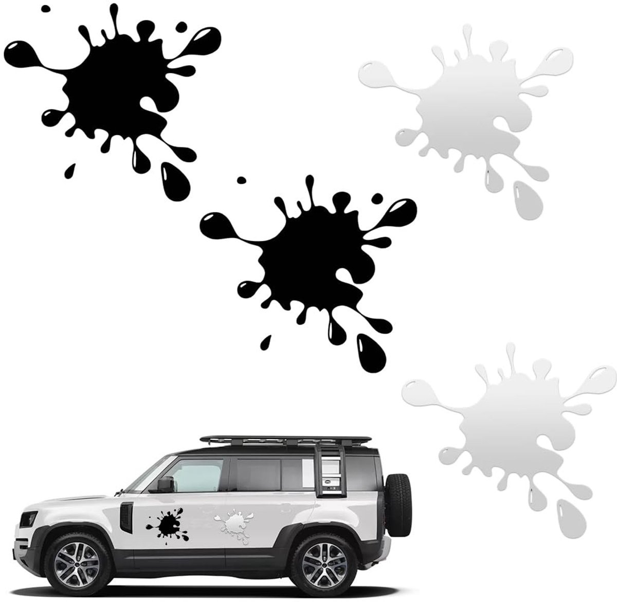 Dailygoods- Autostickers 3D - 4 Vellen - Zwart-Wit - Geschikt voor Raam/Deur - Verwijderbaar - Voor Binnen/Buiten - Decoratiestickers