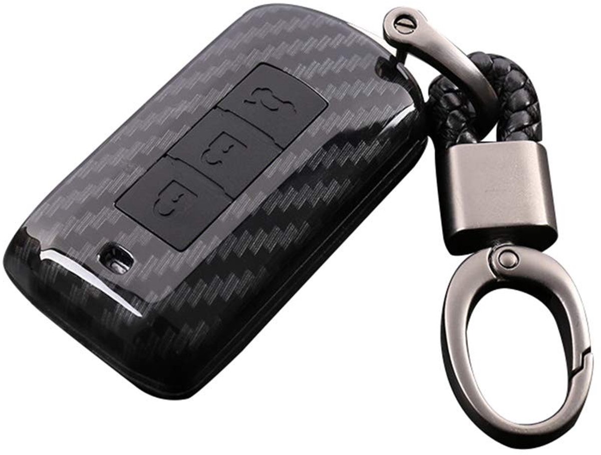 Dailygoods- Autosleutel Case Premium Koolstofvezel - Sleutelhanger - Siliconen Afdekking - Perfecte Pasvorm - Wasbaar - Buigzaam - Sleutelcover